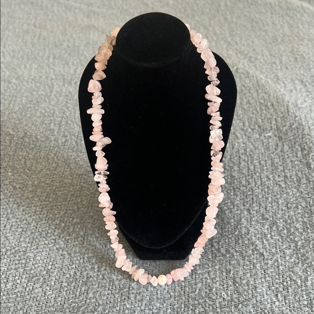 Elegant Pearl, Pink Natural Gemstone Necklace